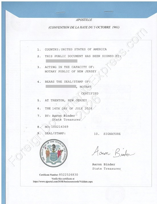 New Jersey apostille 2026 NJ Hague apostille look in 2006